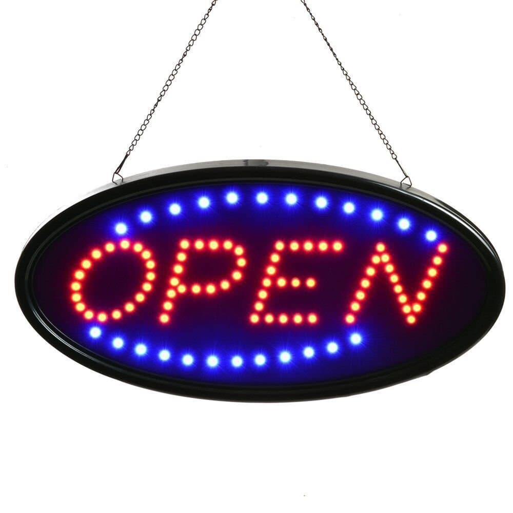 LED OPEN Sign,G2TOO LED OPEN Sign Electric Billboard Bright Advertising Board Flashing Window Display Sign with Motion - "OPEN" (Red/Blue) - Two Modes (OPEN SIGN)