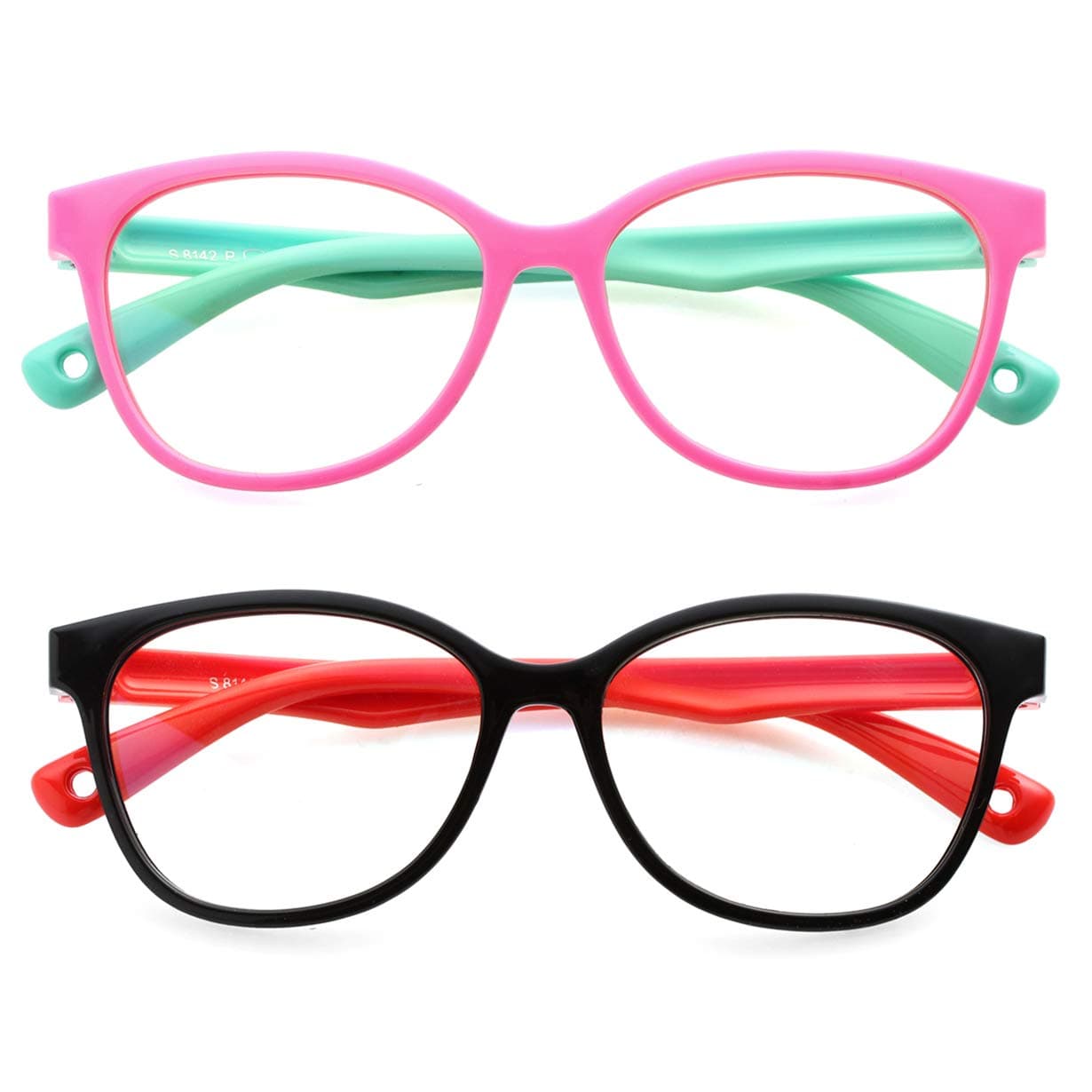 Kids Blue Light Blocking Glasses TPEE Rubber Flexible Frame With Glasses Rope, for Children Age 2-10