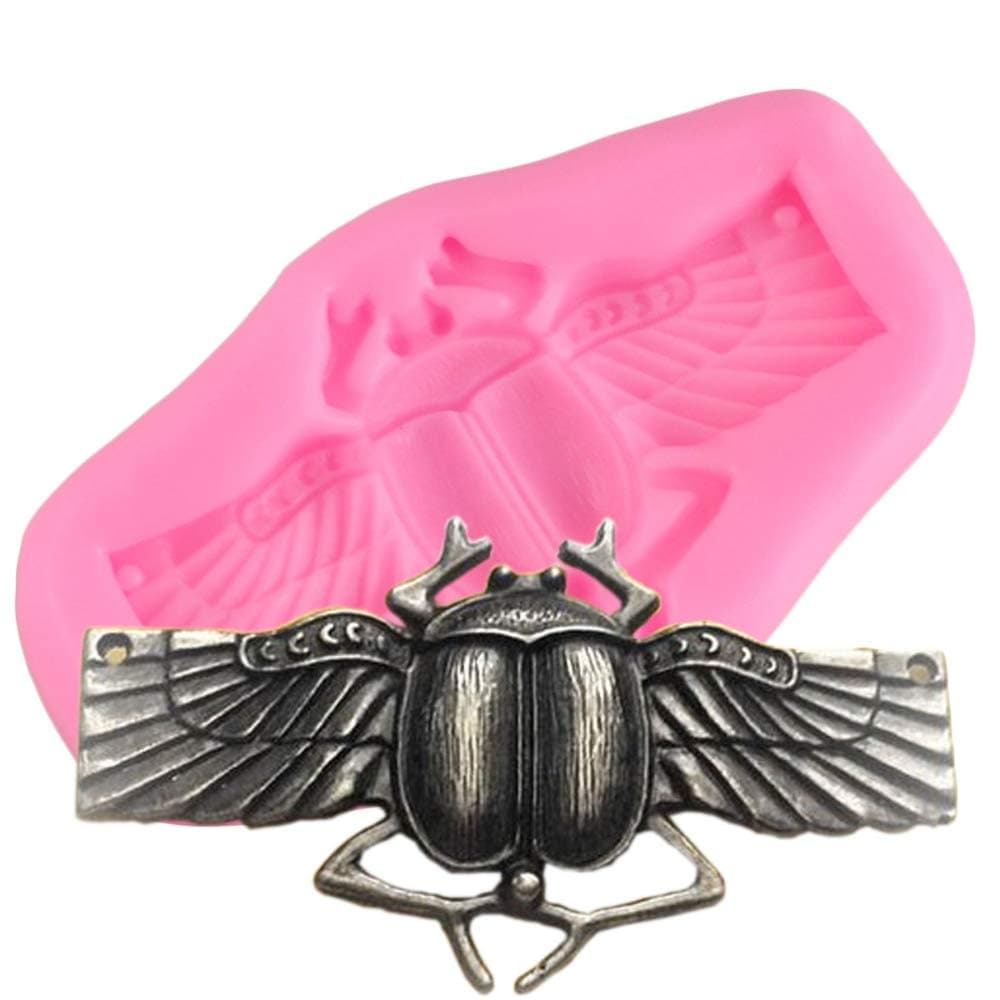 3D Scarab Beetle Insect Silicone Mold for DIY Chocolate Ice Cube Gum Paste Soap Mould Fondant Mold Jelly Shots Candy Cupcake Cake Topper Decoration Crystal Handmade Ice Cream Desserts Pudding