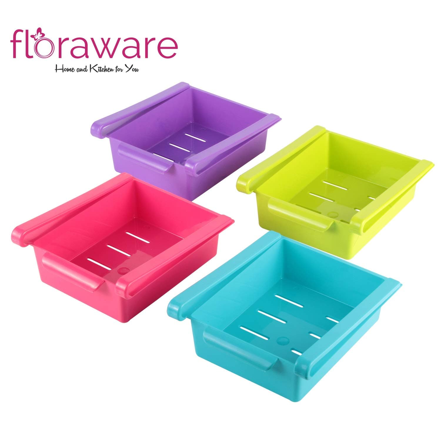 Floraware Plastic Refrigerator Storage Rack, Set of 2, Multicolour