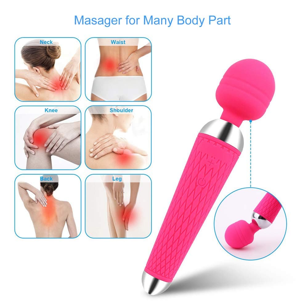 USB Rechargeable Wireless Curve Therapeutic Device Powerful Cordless Handheld Vibrations Perfect Massage on Back Legs Hand Pains (Rose Red)