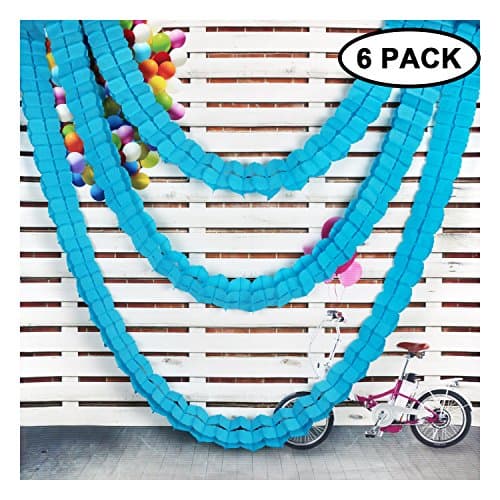 Scott Malone Pack of 6 Four-Leaf Clover Tissue Paper Flower Hanging Garland Blue