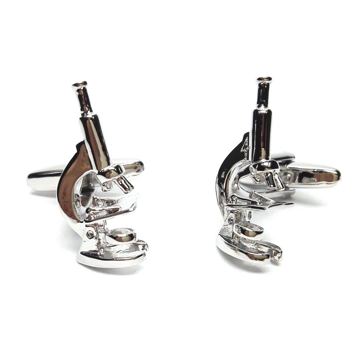 MC GIFTS Pair Rhodium Plated Scientific Microscope Cufflinks