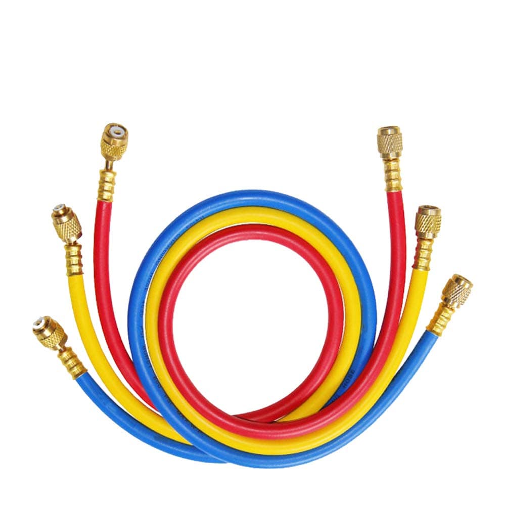 beduan AC Charging Hose 1/4" SAE Flare Thread HVAC Air Condition Refrigerant Charging Hose 96” for R134a R12 R22 R502（Pack of 3）