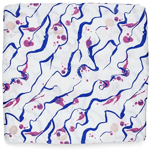 Silky Soft Muslin Swaddle Blanket (Purple/Blue Pattern 47x47) for Newborn Baby Girl, Large Bamboo/Cotton - Receiving Blanket, Swaddling Wrap, Sleepsack, Carseat Cover by adaline