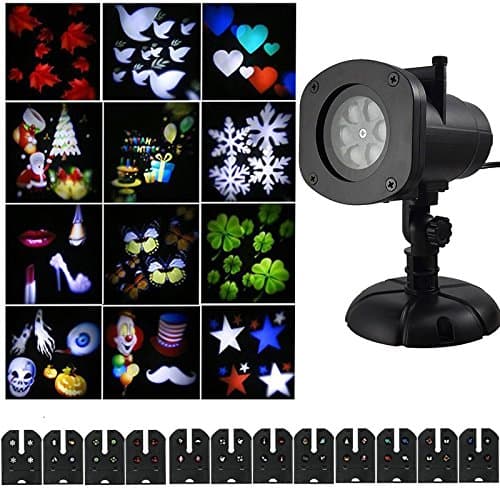 JINGHU LED Projector Light 12 Groups of Exquisite Patterns for Halloween Birthday and Daily Life a Perfect Decorative Embellishment in Any Indoor and Outdoor Space