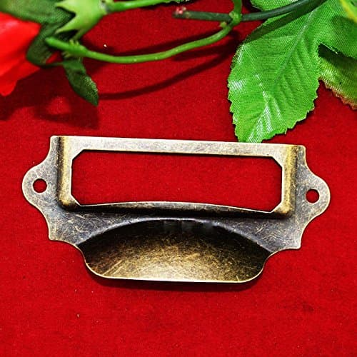 Skert, Home Cabinet Furniture Drawer Door Knobs Tag Style Pulls Handle Antique Bronze Semicircle Label Kitchen Vintage Archives Handles Pull 10pcs