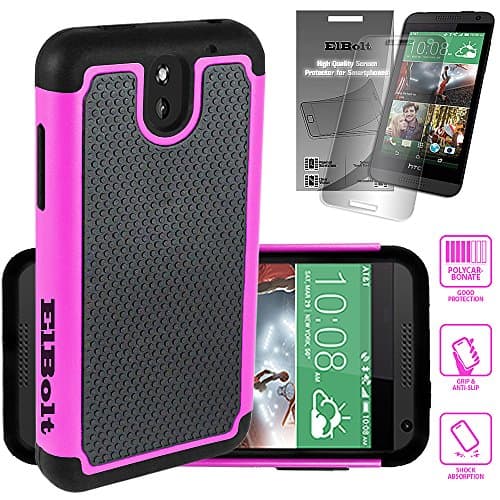 ElBolt HTC Desire 610 Silicon Dual Layer Armor Protective Case Cover Skin - Pink with ElBolt Premium Screen Protector by ElBolt TM