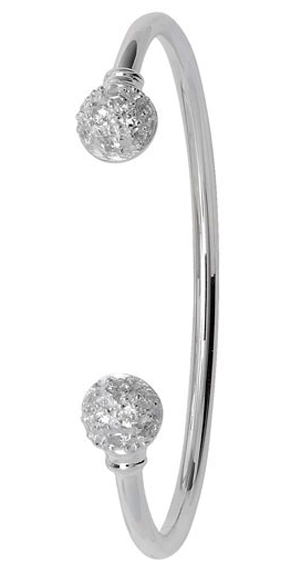 Sterling Silver 925 CZ Ball Baby Torque Bangle