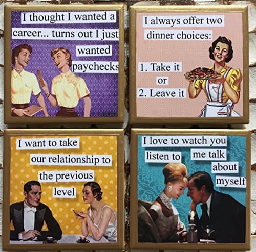 Coasters! Funny quote coasters with gold trim