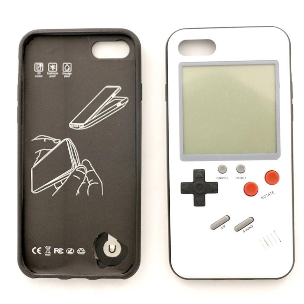 Game Phone Case, Ultra Slim Protective Playable Phone Cover Drop-proof Bump-Proof 3d with Back Screen Tetris Games Systerm For iPhone 7/8 White