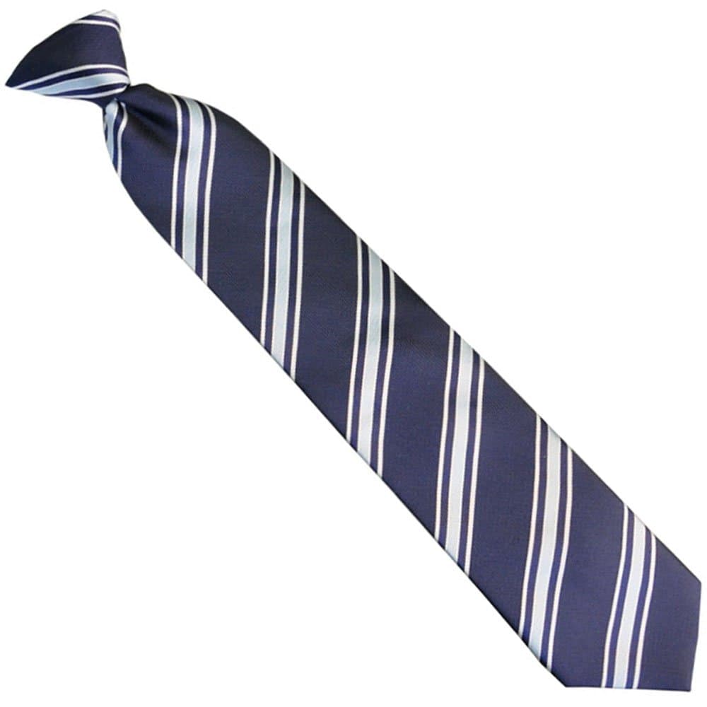 Men's Woven Blue Stripe Clip-On Necktie