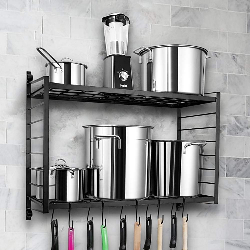 BestVidaSparkWorks 2-Tiered Wall Mounted Pot Rack