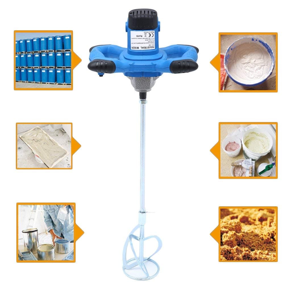 Chriskopher 220V 1800W Industrial Electric Mixer Hand-Held Stirrer Concrete Plaster Mixing Paddle Variable Speed, for Coating Plaster Paint Cement Mortar