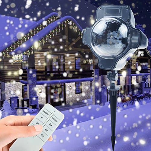 Snowfall Led Lights, Yoyokit Rotating Waterproof Snowflake Outdoor Projector Lights with Wireless Remote for Patio,Garden,Halloween,Christmas,Holiday,Wedding,Party (Size 2)