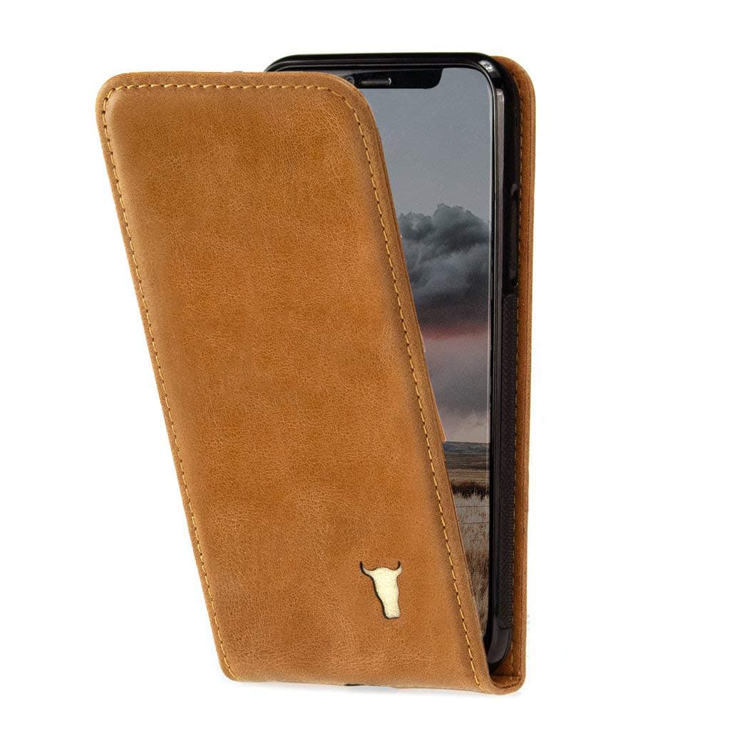 TORRO Phone Case Compatible With Apple iPhone XR Genuine Quality Leather, Vertical Flip Cover With [Card Slots] [Durable Frame] 6.1 Inch 2018 Release (Tan)