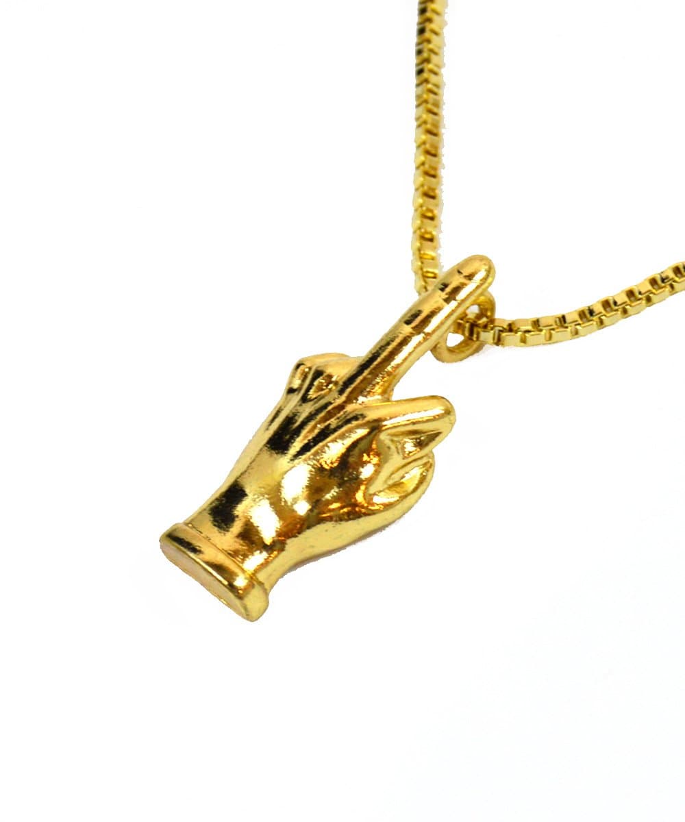 Middle Finger Pendant Charm Necklace with Box Chain 24"