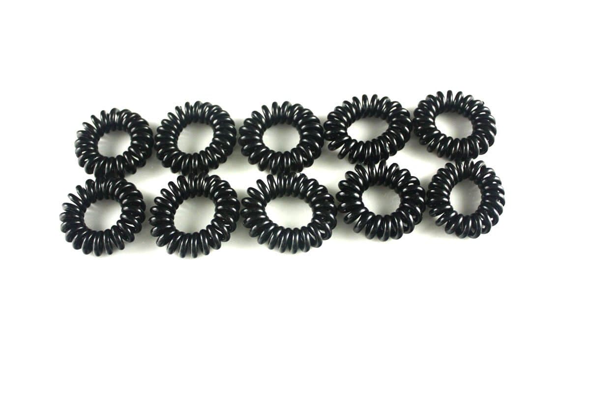 The Trending Black Plastic Spiral Twirly Rubber Scrunchie 10 Pieces