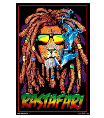 Rastafari Lion Blacklight Reactive Poster
