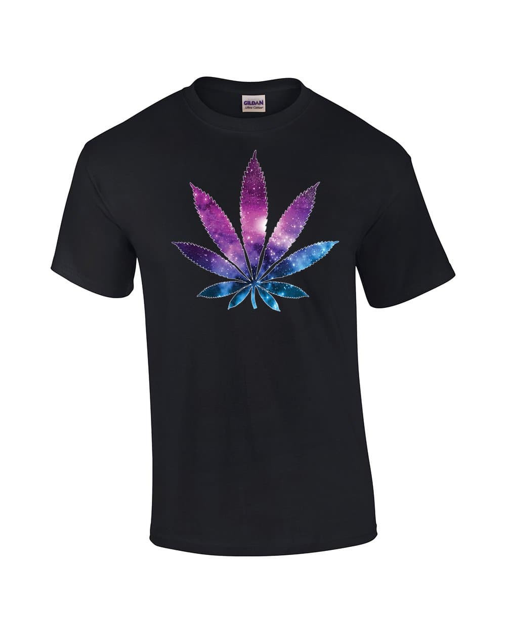 Marijuana Leaf Galaxy Weed Smokers Tee Shirt Military