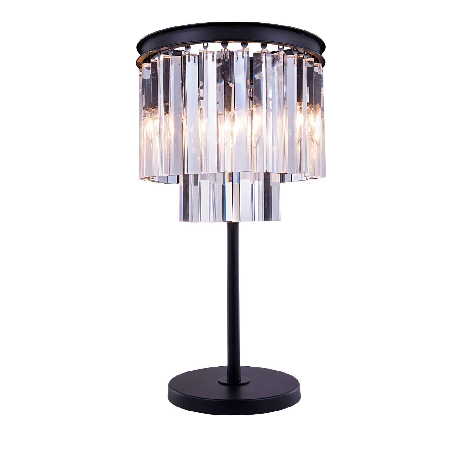 Odeon 3 Light Clear Glass Fringe Table Lamp Light Fixture in Java Brown Finish - Restoration Revolution 700133-001