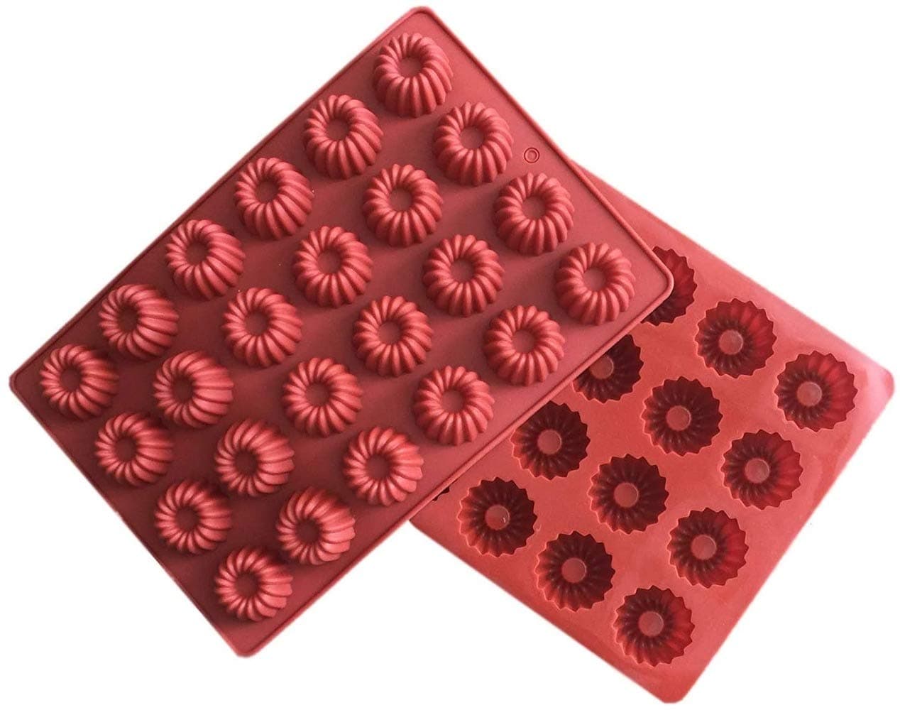 Fancy Bundt Cake Donuts Silicone Baking Pan Flexible Mold Ice Tray Cookie 2 Pack