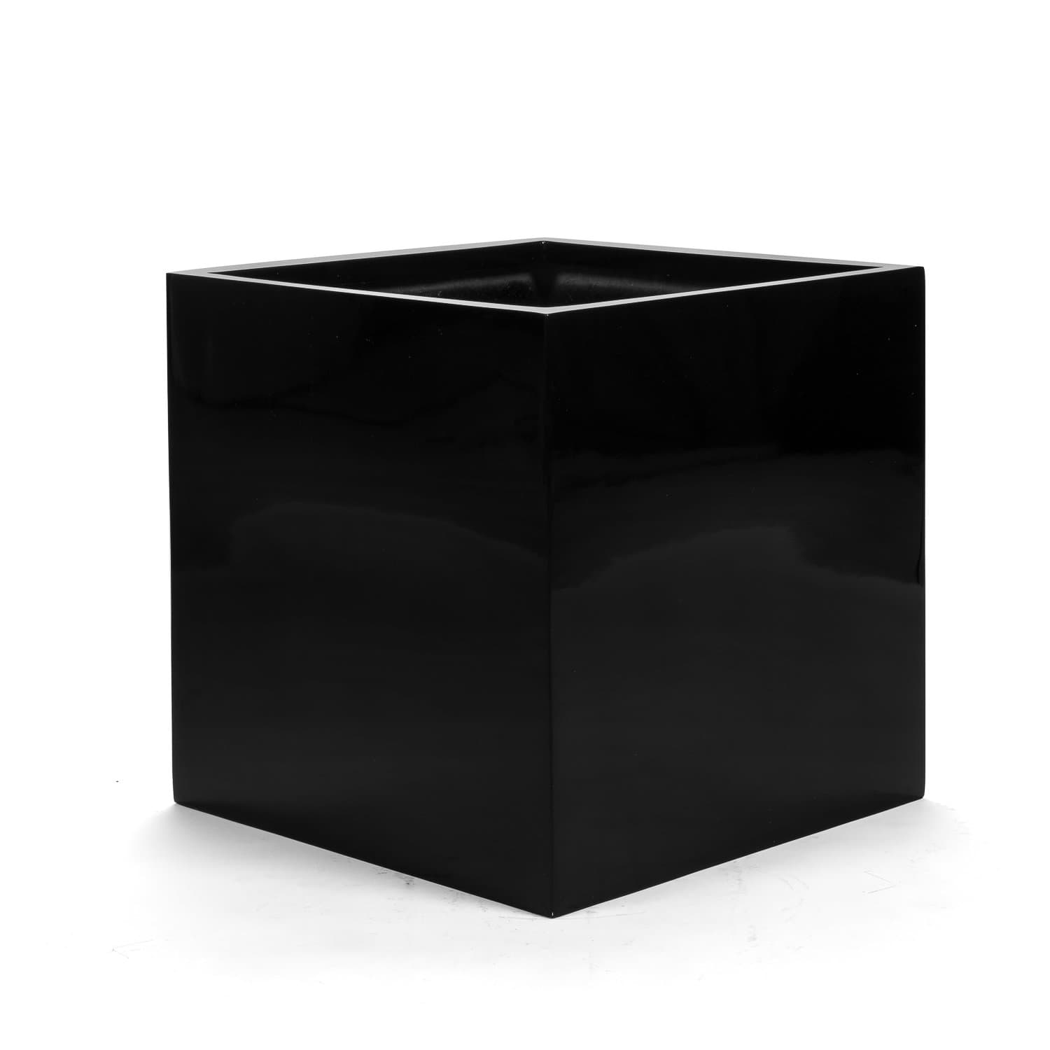Planter"Luca No. 1 Cube" Black Glossy Square Fibreglass *2 Year Guarantee* - 40x40x40cm - F025