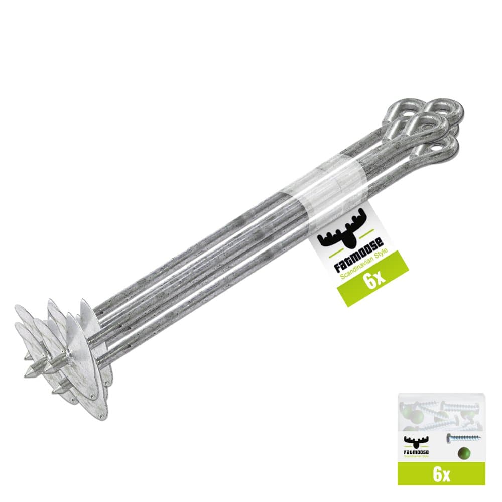 FATMOOSE Ground Anchor Set 6 Pieces EasyFix Ground Anchor for Climbing Frame, Climbing Tower, Stilt House and Tree House