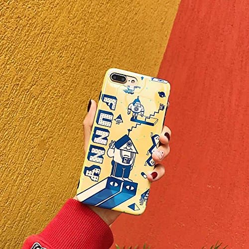 iPhone 8 Plus Case, iPhone 7 Plus Cool Case, Funny Cartoon Robot Pattern Design, Slim Fit Soft TPU Full-Body Protective Cover Case for Apple iPhone 7/8 Plus 5.5'' (Funny Robot)