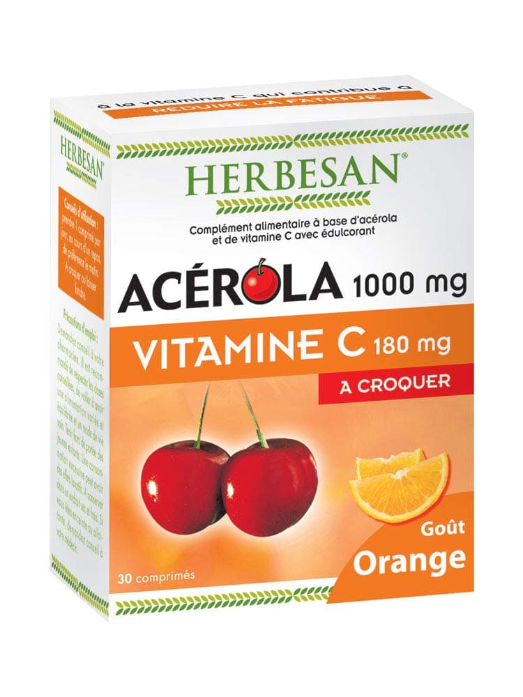 Acerola 1000 goût orange 30 comprimés