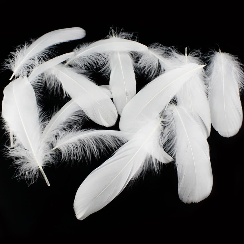 JPSOR 120 pcs White Goose Feathers for Crafts Decorations (6-8 inch)