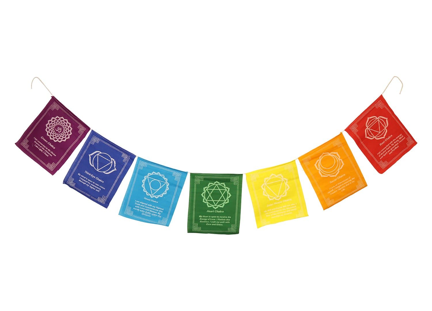 Chakra Prayer Flags String of 7 Handmade Fair Trade from Nepal