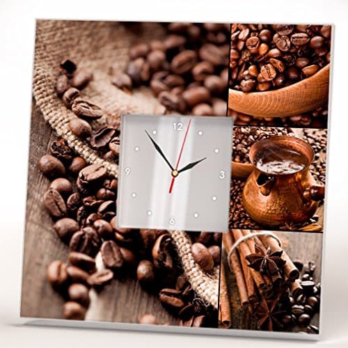 Coffee Beans Fan Lovers Wall Clock Framed Mirror Printed Art Kitchen Design Home Bar Decor Gift Idea