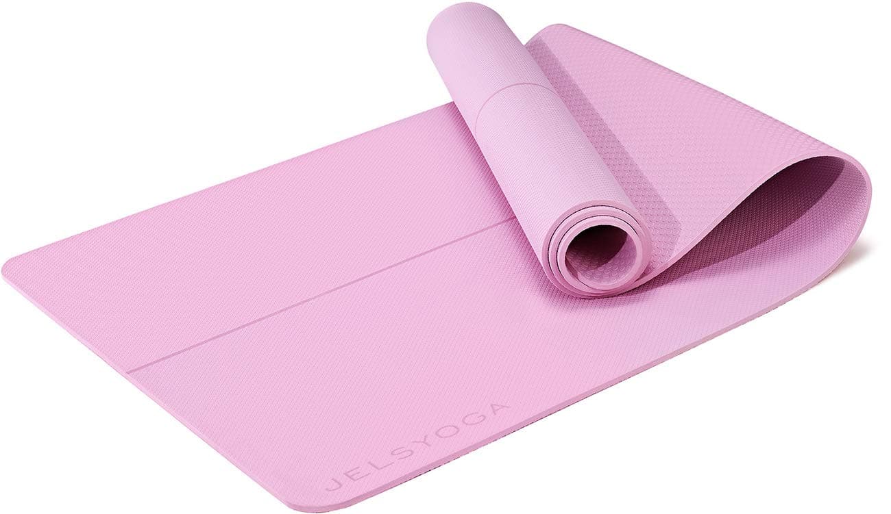 JELS Yoga Mat for Women with alignment marks, Extra Thick 1/4 inch, SGS Certified TPE Material, Yoga Mat for Men with Carrying Strap,Exercises Mat for Yoga, Pilates and Floor Workout(72"x26")