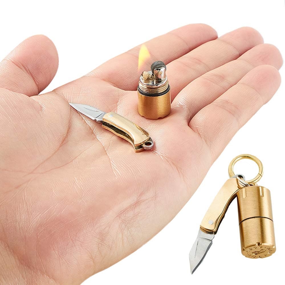 Mini Thumb Lighter and Knife Set,Field Emergency Survival Tool Sophisticated and Practical