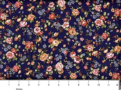 Country Florals #2 Spring Time Bloom Navy by the yard