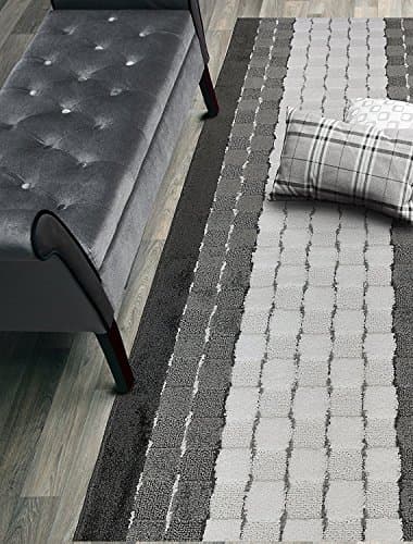 Custom Size Hallway Runner Rug, Slip Resistant Rubber Back, 26 Inch Wide x Your Choice of Length Size, Checkered Anthracite White, 26 Inch X 6 Feet, Sold and Priced Per Foot