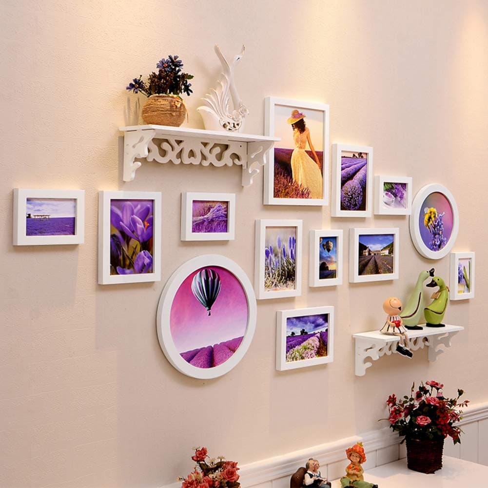 Hesolo Solid wood Photo wall,Creative Decorative Photo frames wall set,Modern Living room Home Office Picture frames collage -R