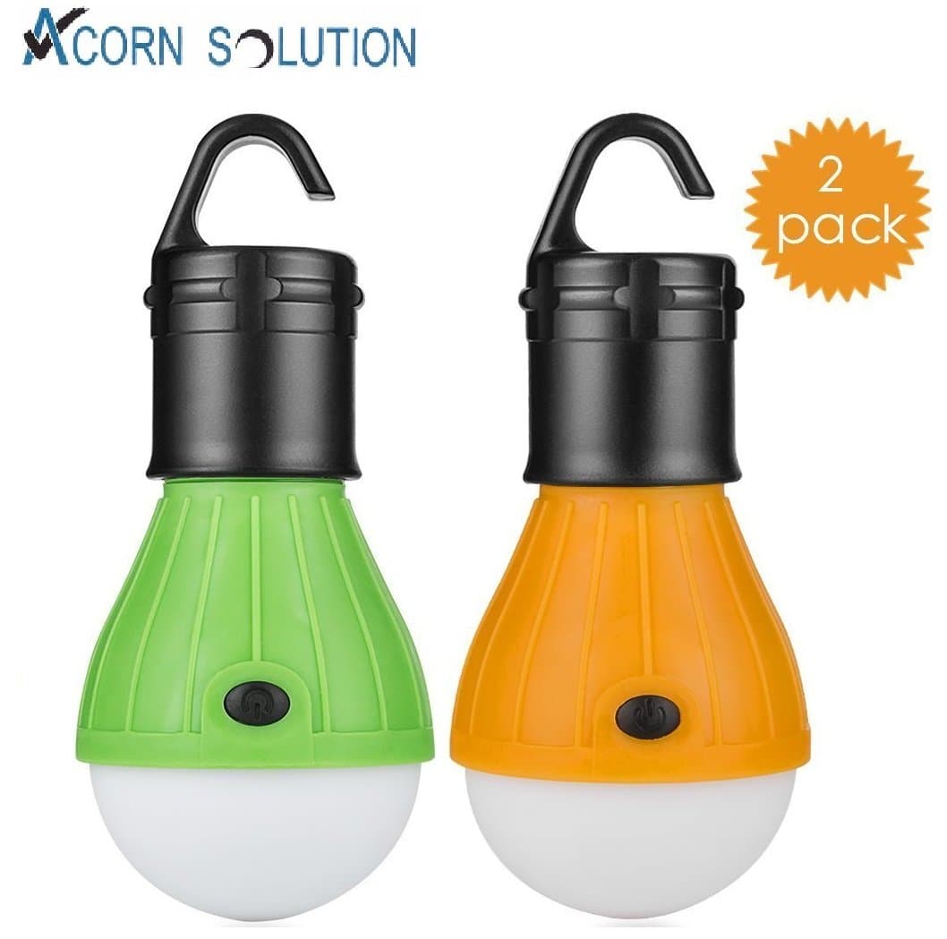 AcornSolution LED Tent Lamp, Camping Lantern Lamp Emergency Light Battery Powered Waterproof Portable Bulb for Hiking Fishing Camping Household(Energy Class A+) (2 Pack, Green & Yellow)