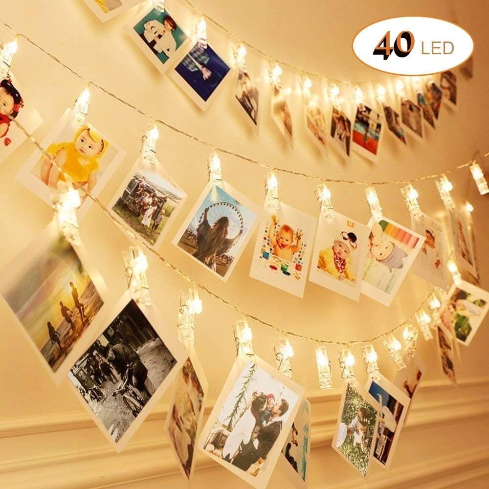LED Photo Clips String Lights - 16FT USB/Battery 40 LEDs Clips to Hang Photos,Memos and Pictures | Fairy Lights for Bedroom Decor Curtain Wall Party Wedding Christmas Festival Patio Garden Decoration