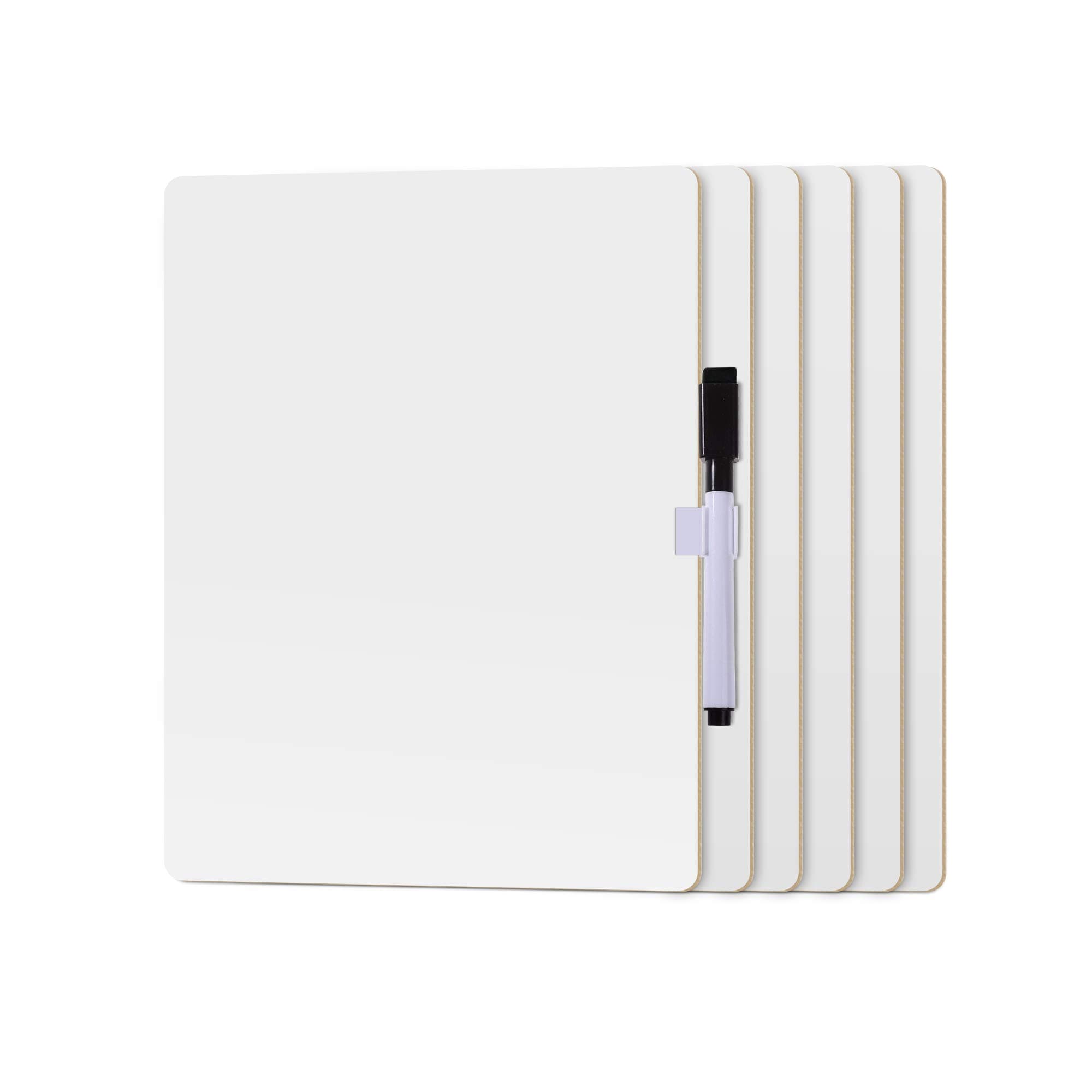 Dry Erase Lapboards with Marker Eraser Set + A Safe Place to Store The Marker! Reusable, Portable Great for Meetings & Classroom! Double Sided Dry Erase Whiteboard - 9 x 12 inch (6)