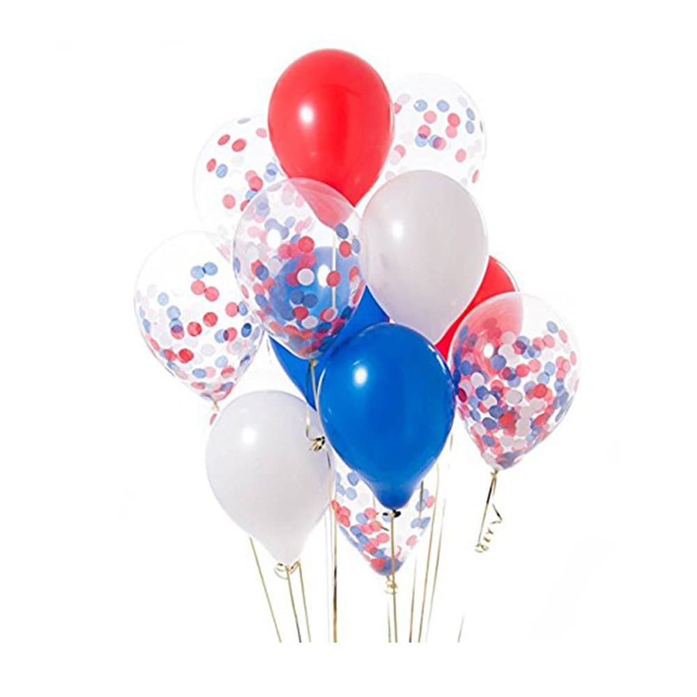 12'' Red Blue White Confetti Balloons Kit for Independence Day Royal Wedding,4th of July Party Favors(20 PACK)