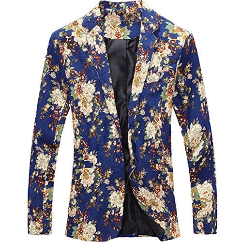 eYourlife2012 Men's Floral Pattern Slim Fit One Button Blazer Jacket Outerwear