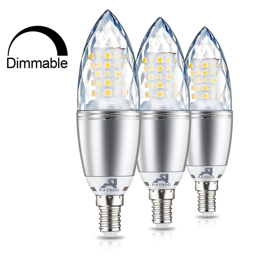 Rayhoo E14 Dimmable LED Light Bulbs, Candelabra LED Bulbs 12W, Incandescent 100W bulb Equivalent, Warm White 3000K, 3 Pack [Energy Class A+]