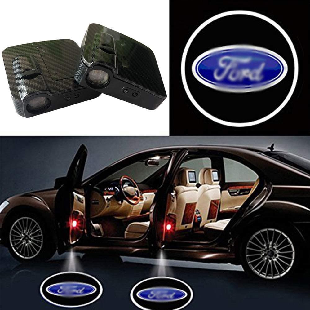 ROOPE 2 pcs Universal Wireless Car Projection LED Projector Door Shadow Light Welcome Light Laser Emblem Logo Lamps Kit, No Drilling gina (Color : 2pcs for Ford)