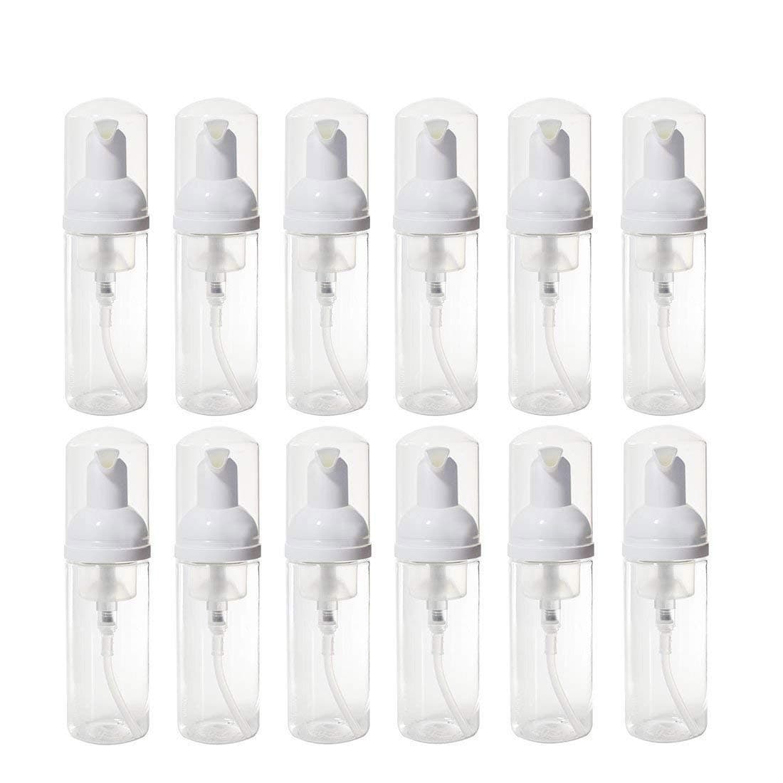 18 Pack 50 ml Foam Dispenser Bottle Plastic BPA Free Refillable Mini Foaming Soap Dispenser Pump Bottles -for Travel Hand Soap Foaming, Shampoo, Family Trip, Lovely Gift (Transparent-18 PCS)