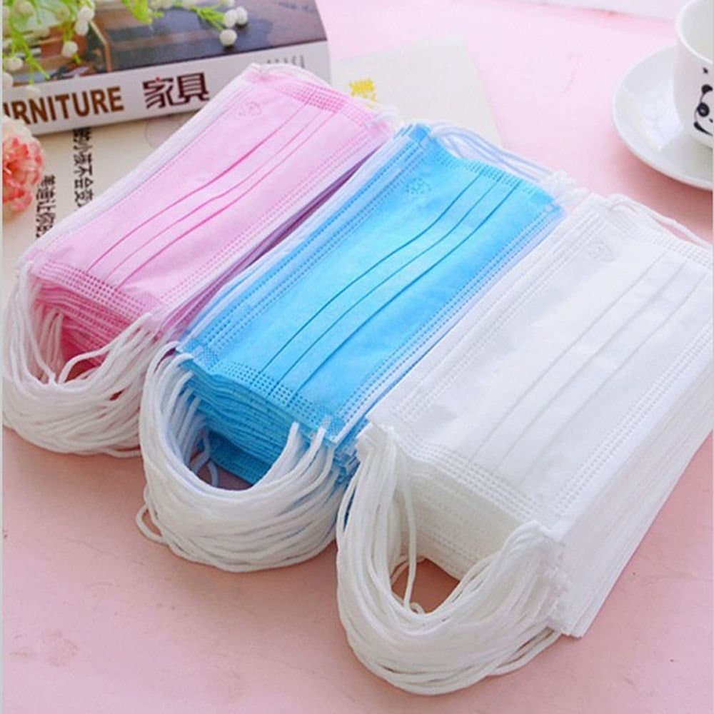 CHXIHome 100 Pack Disposable Masks, Disposable Face Mask Breathable and Comfortable Medical Sanitary Surgical Mask Prevent Inhalation of Dust Pollen Hair Flu