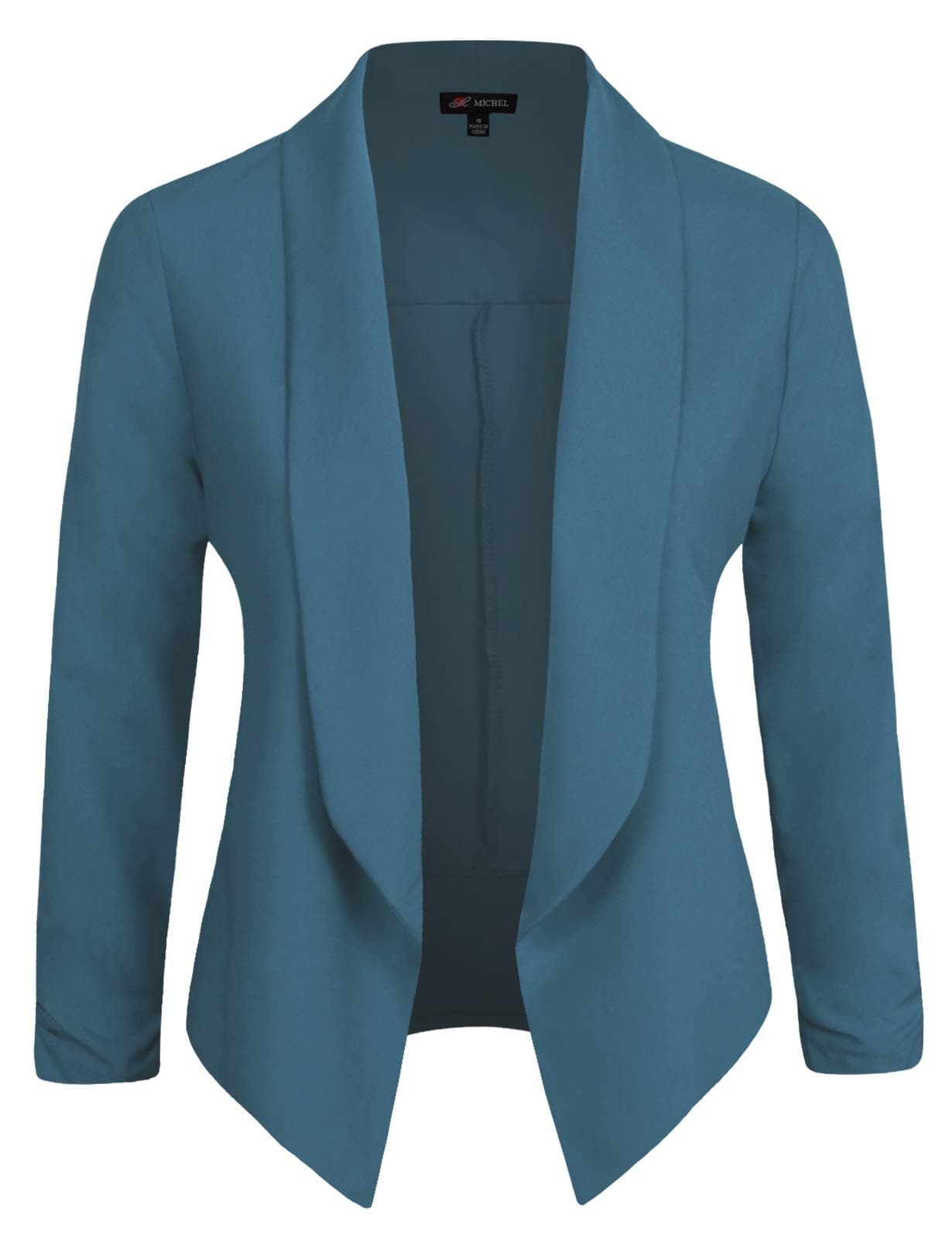 Michel Womens Blazer Work Office Lightweight Stretchy Open Front Lapel Jacket Style Cardigan with Plus Size (1XL ~ 3XL)