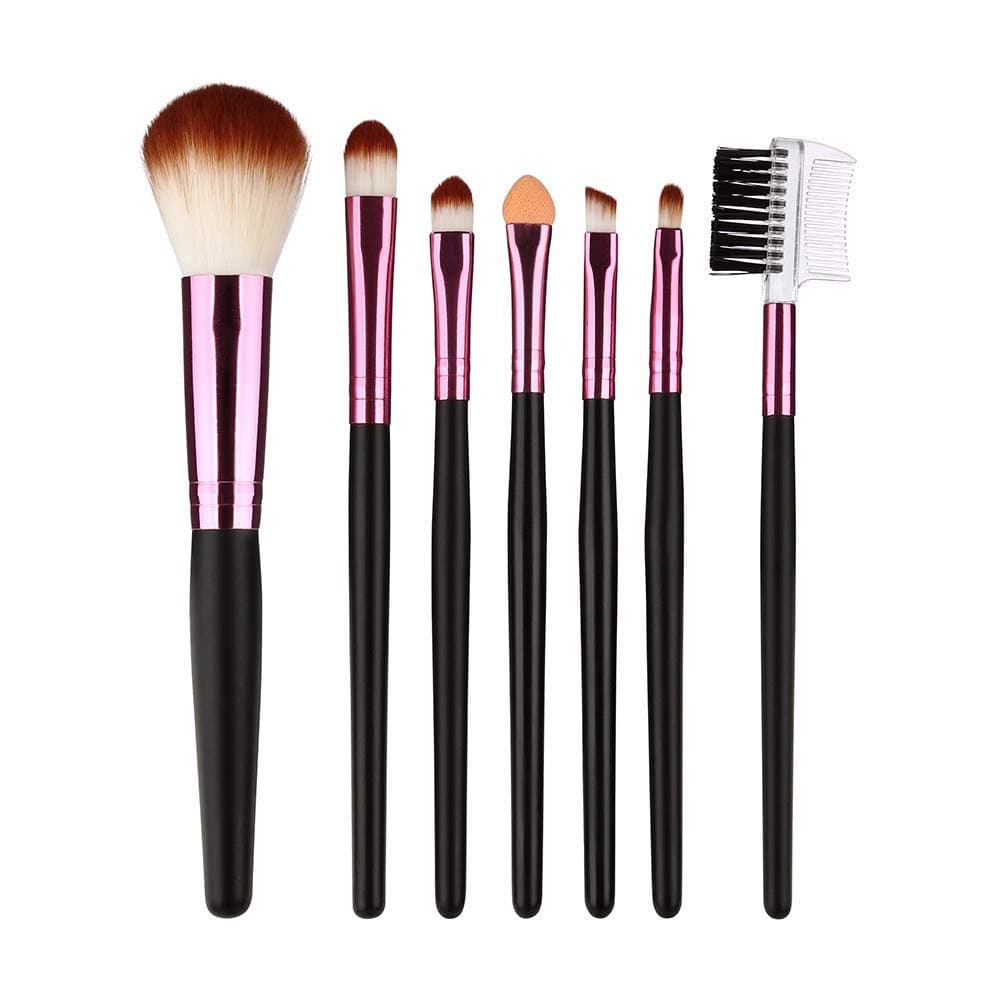 VECDY Makeup Brush Set, 7 Pcs Wood Handle Eyelash Eyeshadow Makeup Brushes, Multifunctional Beauty Blending Brush Tool Sets
