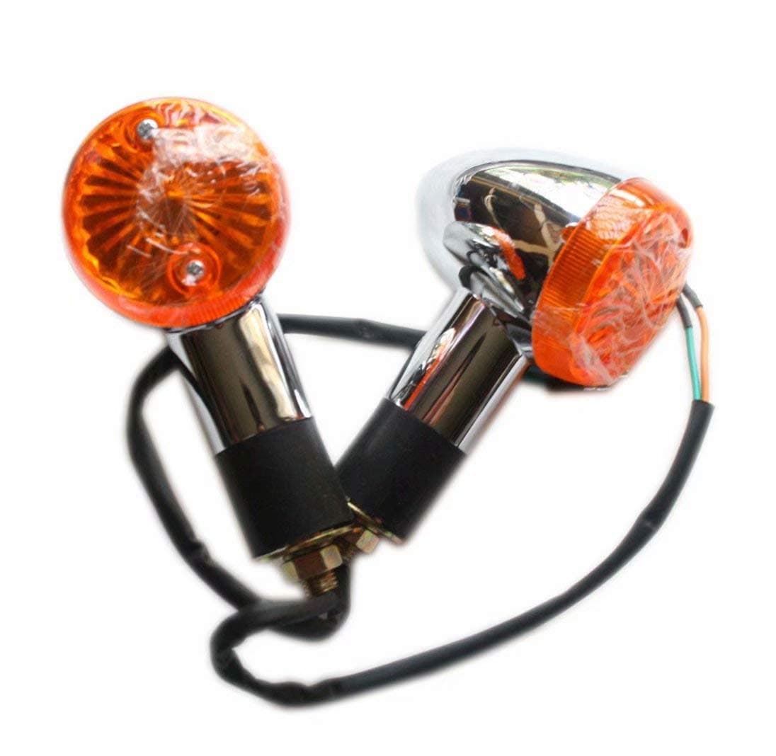 Motorcycle Turn Signal Lights Amber Chrome Bullet Front Rear Blinker Indicator Light For Honda Kawasaki Yamaha(Pack of 2）